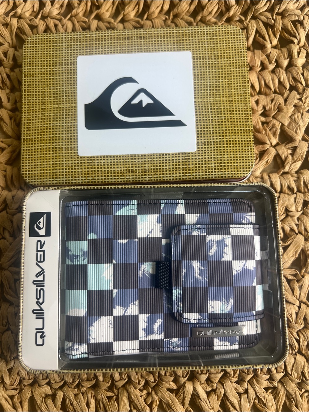 Quiksilver Men’s Blue & White Check Card Holder Wallet